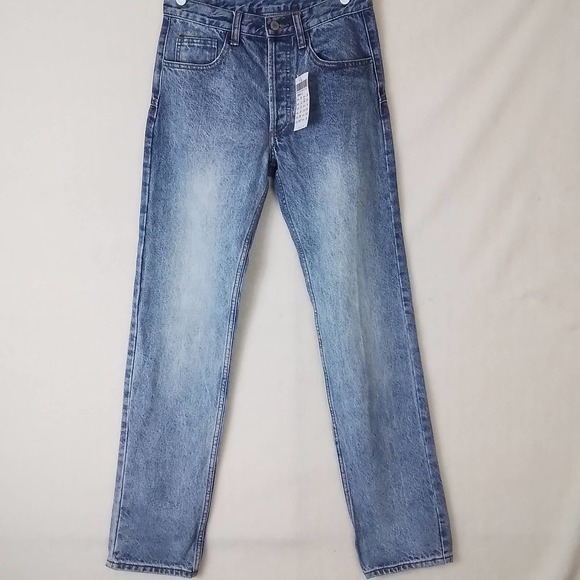 Brandy‎ Melville J Galt Mid Rise Button Fly Jeans Size Small in Med Wash Denim - Picture 1 of 14